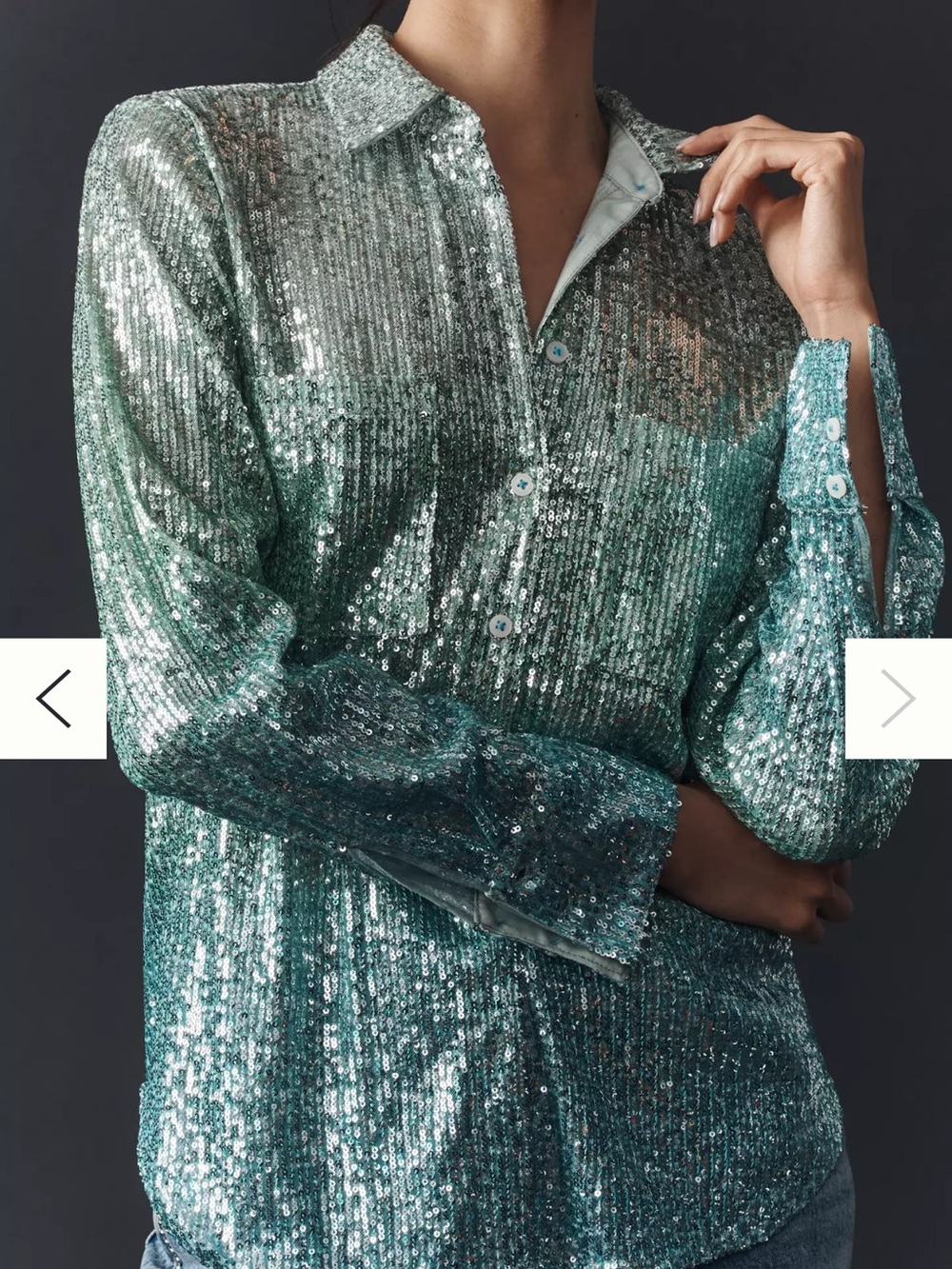 By Anthropologie Ombre Sequin Buttondown Shirt